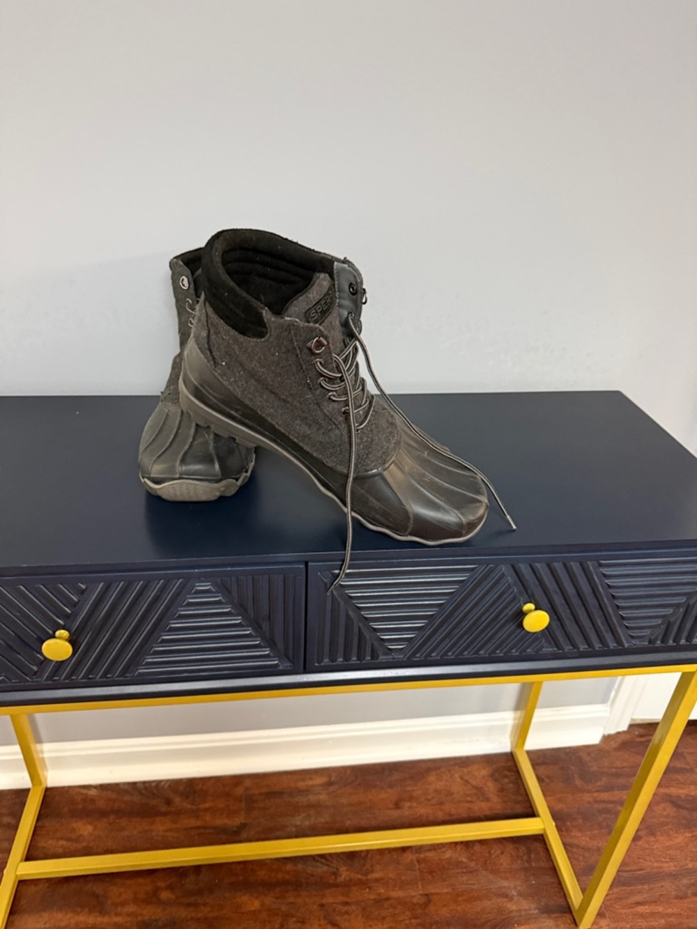 Sperry Dark Gray/ Charcoal Duck boots with Treaded Sole